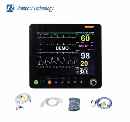 Wysokiej wydajności wieloparametrowy monitor pacjentów EKG/ HR/ RESP/ SPO2/ NIBP/ Temp