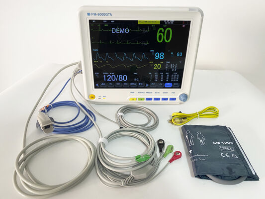 12.1 cali kolorowy wyświetlacz LCD z wieloparametrowym monitorem pacjenta z parametrami EKG/HR/RESP/SPO2/NIBP/Temp oraz montażem na wózku/przyczepie ściennym