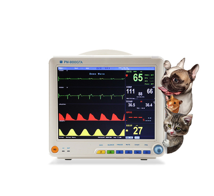 Wieloparametrowy sprzęt do monitorowania weterynaryjnego 12. 1-calowy monitor pacjenta z ekranem dotykowym TFT