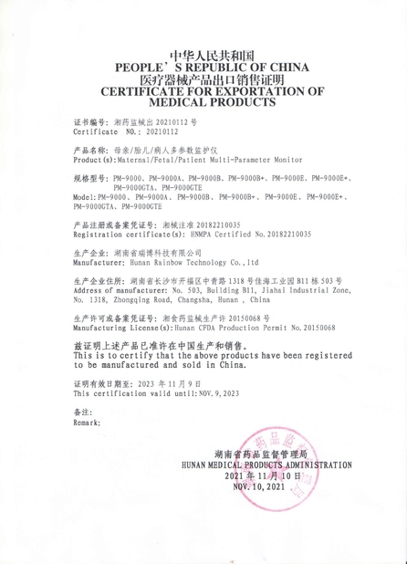 Chiny Hunan Province Rainbow Technology Co., Ltd. Certyfikaty